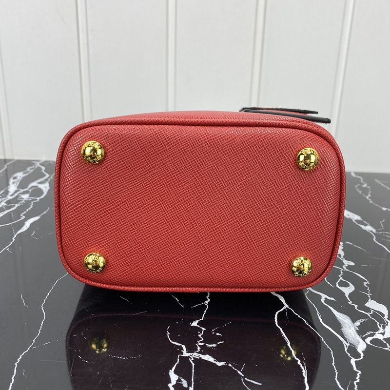 Prada 1BA217 Saffiano Leather Panier Bag In Red