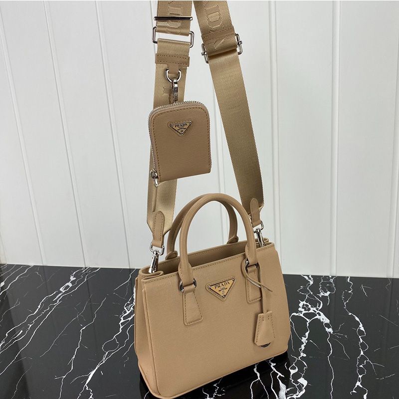 Prada 1BA296 Mini Saffiano Leather Galleria Bag In Apricot