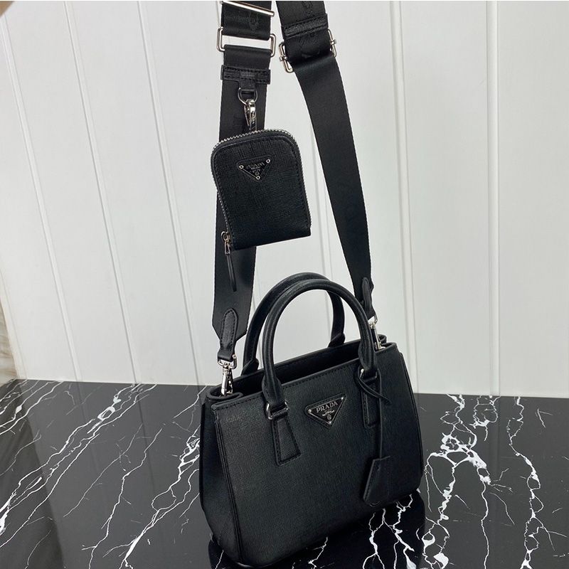 Prada 1BA296 Mini Saffiano Leather Galleria Bag In Black