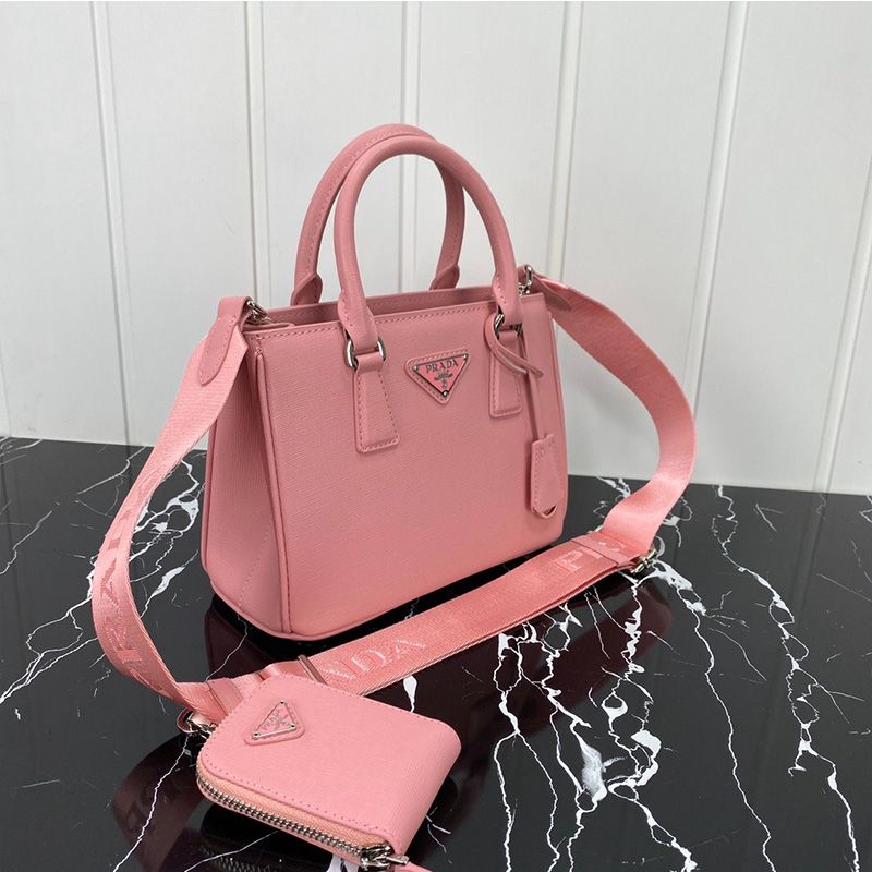 Prada 1BA296 Mini Saffiano Leather Galleria Bag In Pink