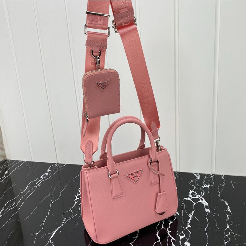 Prada 1BA296 Mini Saffiano Leather Galleria Bag In Pink