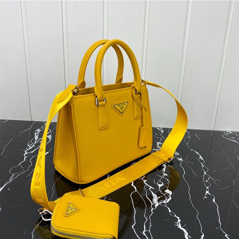 Prada 1BA296 Mini Saffiano Leather Galleria Bag In Yellow