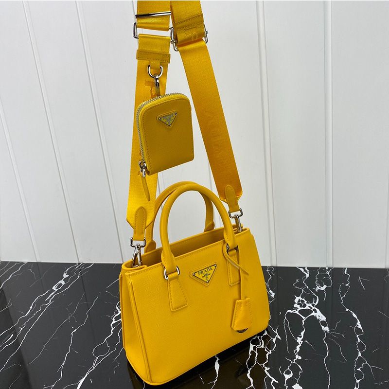 Prada 1BA296 Mini Saffiano Leather Galleria Bag In Yellow