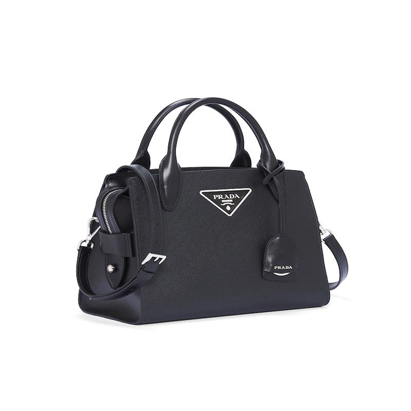 Prada 1BA297 Saffiano Leather Kristen Handbag In Black