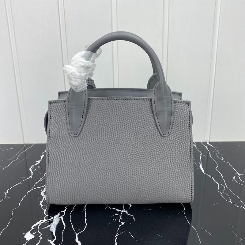 Prada 1BA297 Saffiano Leather Kristen Handbag In Grey