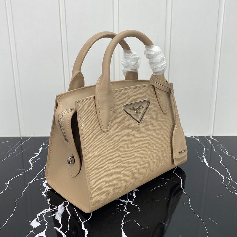 Prada 1BA297 Saffiano Leather Kristen Handbag In Khaki