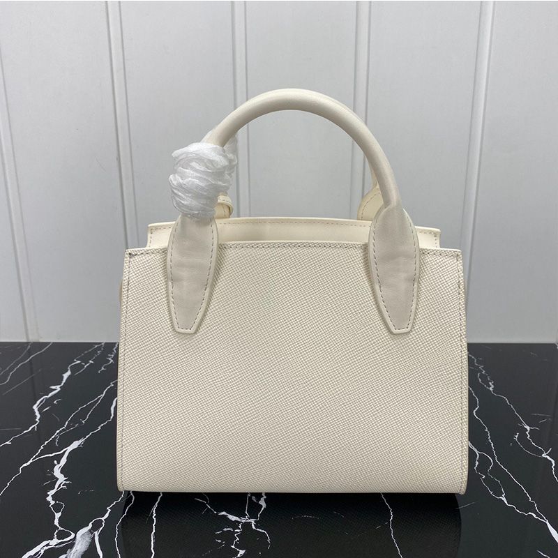 Prada 1BA297 Saffiano Leather Kristen Handbag In White