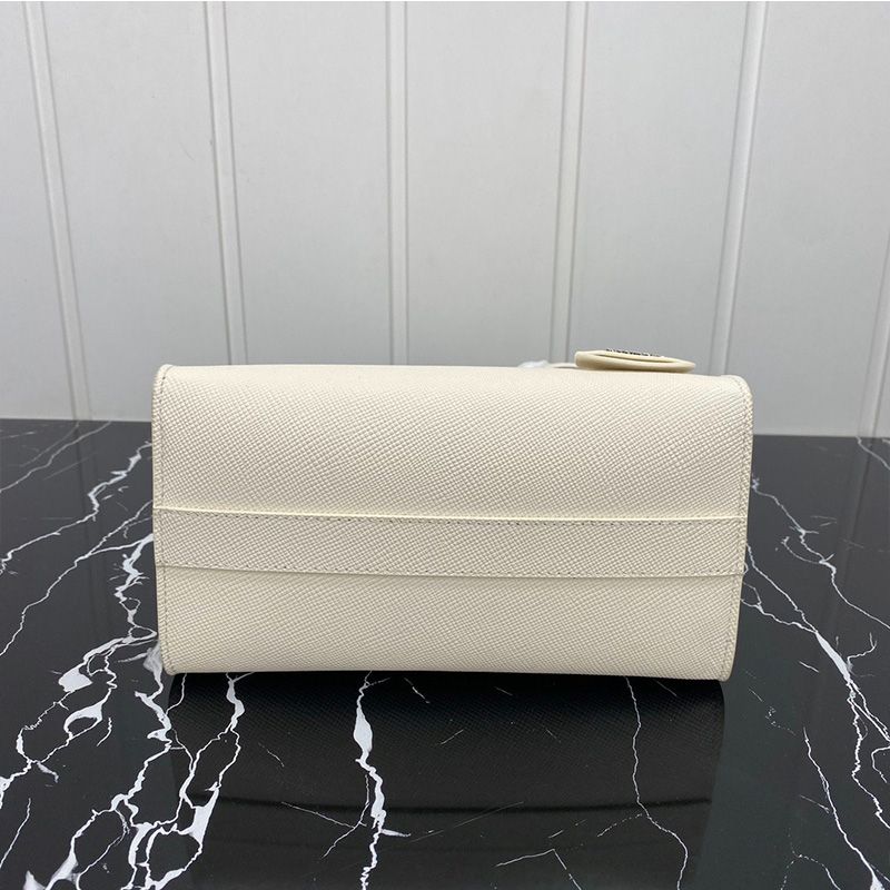 Prada 1BA297 Saffiano Leather Kristen Handbag In White