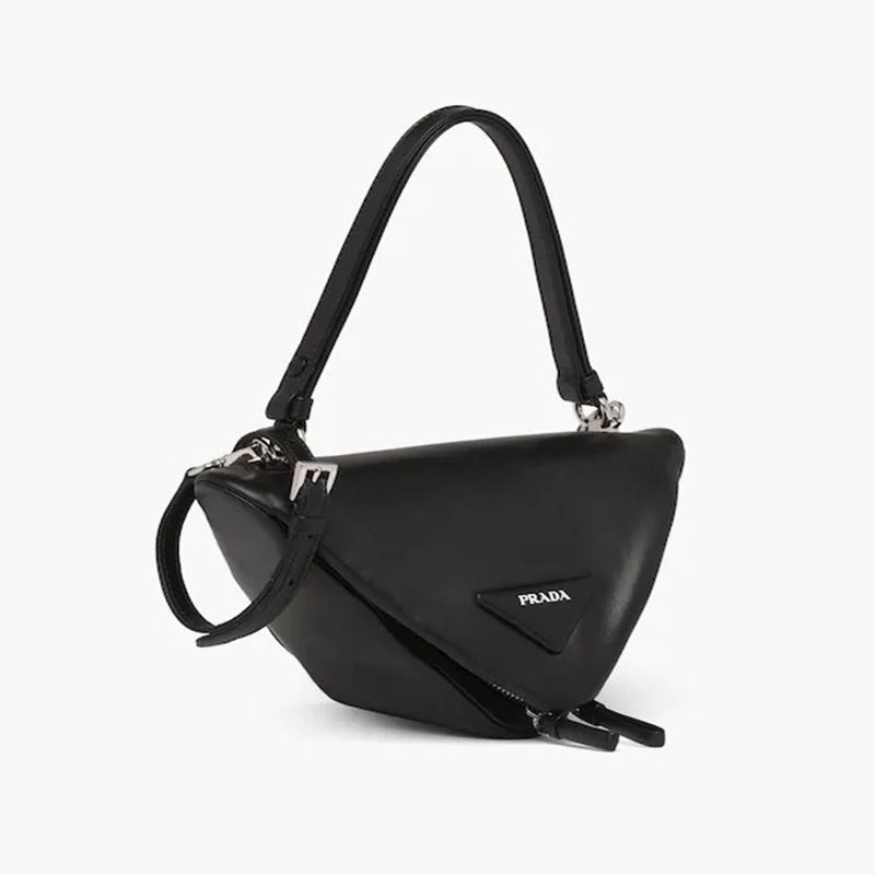 Prada 1BA315 Padded Nappa Leather Handbag In Black