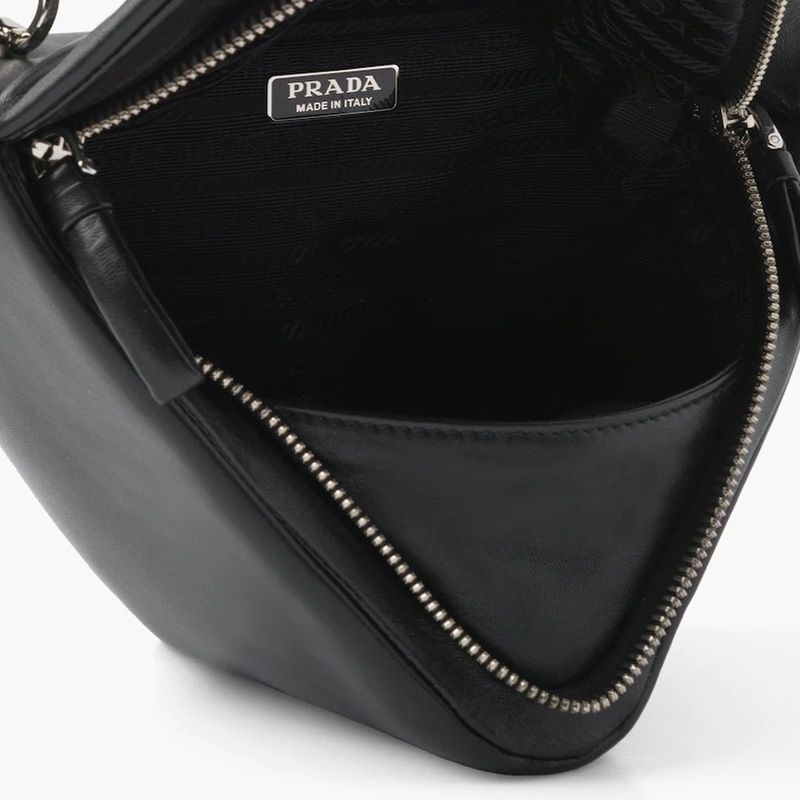 Prada 1BA315 Padded Nappa Leather Handbag In Black