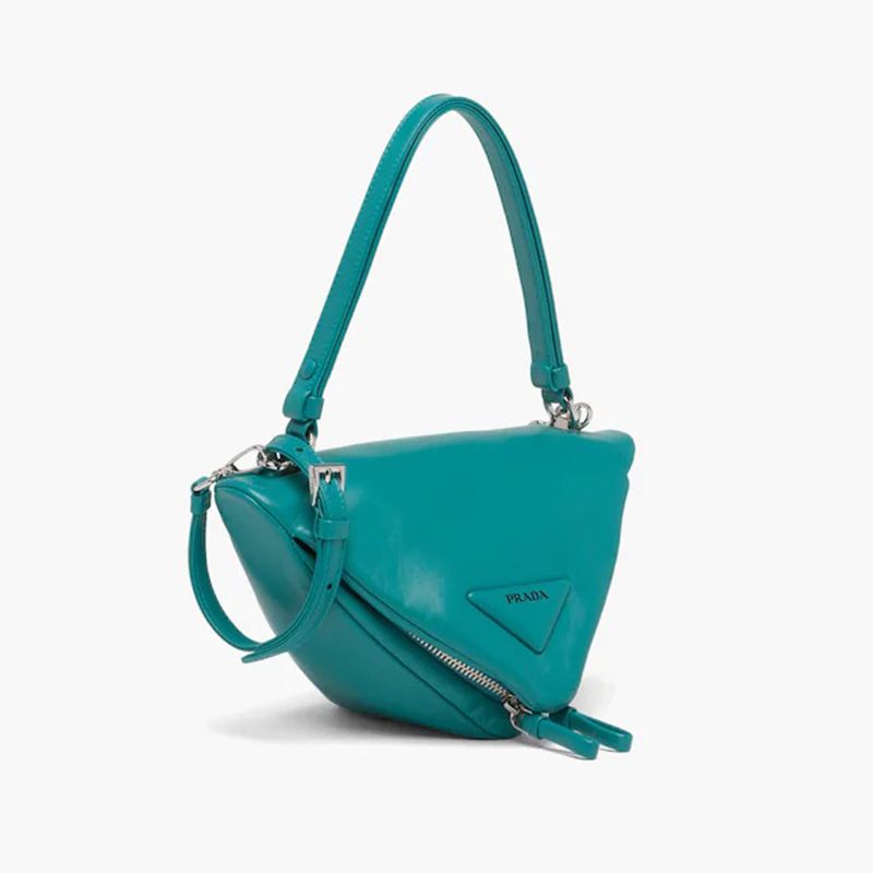 Prada 1BA315 Padded Nappa Leather Handbag In Green