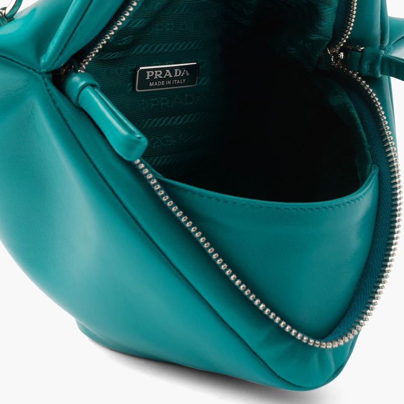 Prada 1BA315 Padded Nappa Leather Handbag In Green