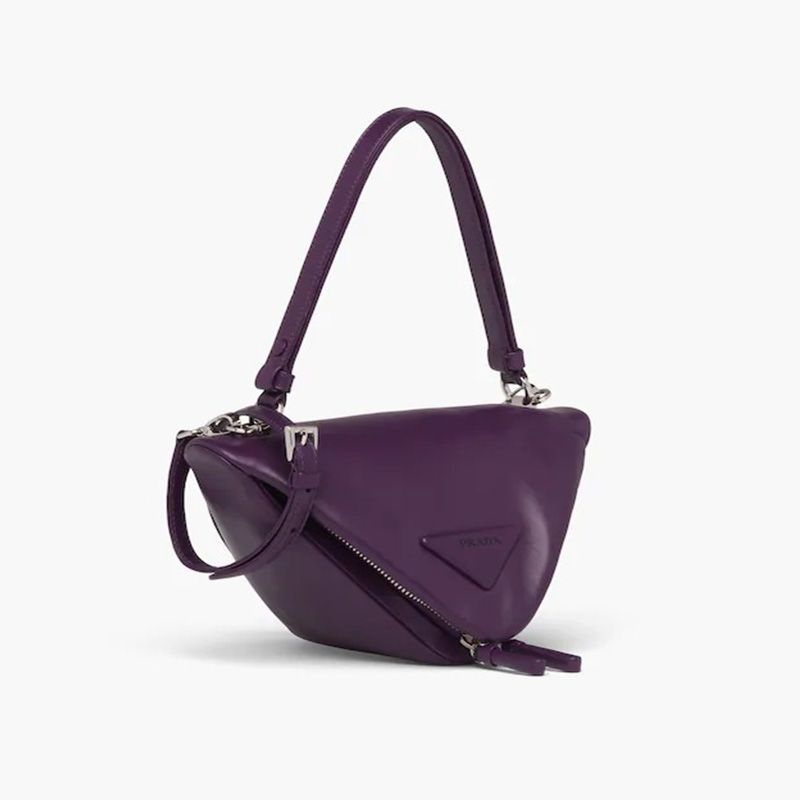 Prada 1BA315 Padded Nappa Leather Handbag In Purple