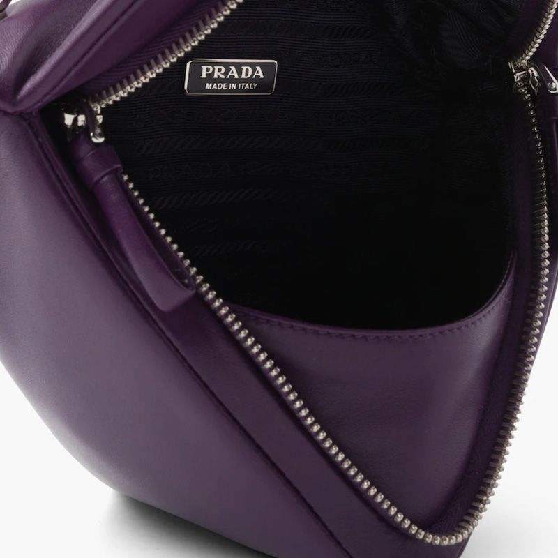 Prada 1BA315 Padded Nappa Leather Handbag In Purple