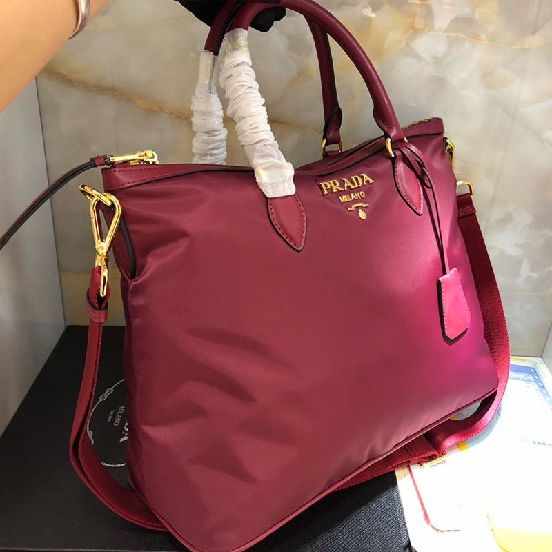 Prada 1BC060 Tessuto Nylon Tote In Rose