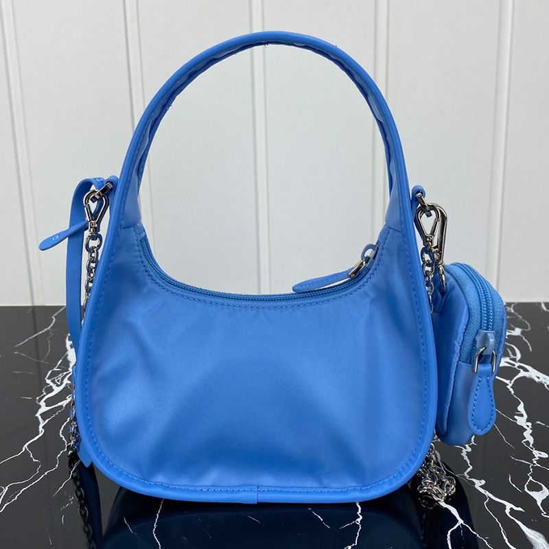 Prada 1BC114 Nylon Hobo Bag In Blue