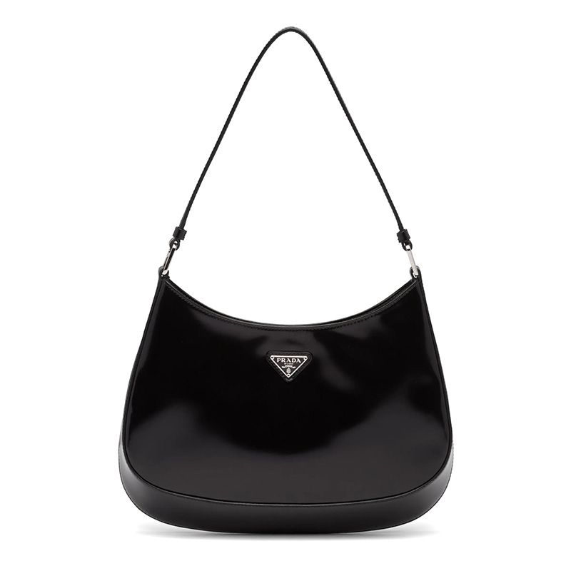 Prada 1BC499 Brushed Leather Cleo Bag Black