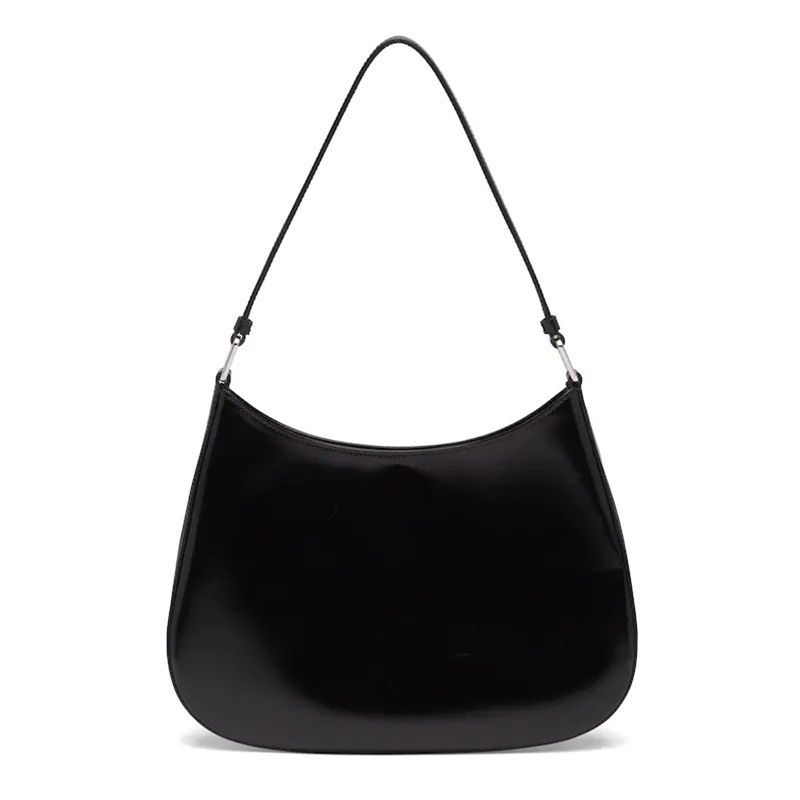 Prada 1BC499 Brushed Leather Cleo Bag Black