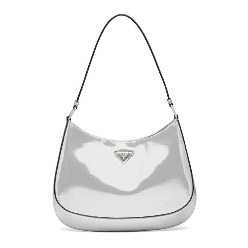 Prada 1BC499 Brushed Leather Cleo Bag Silver