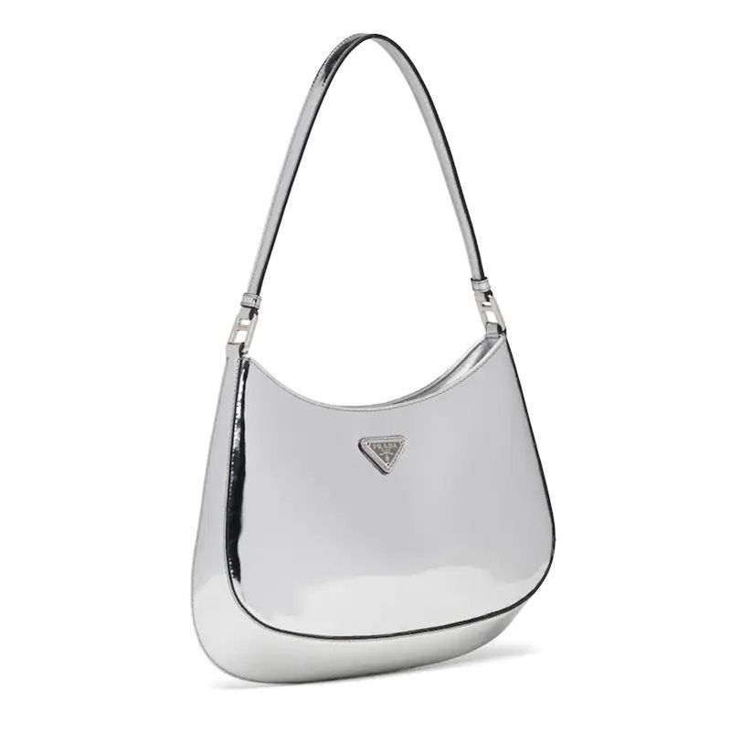 Prada 1BC499 Brushed Leather Cleo Bag Silver