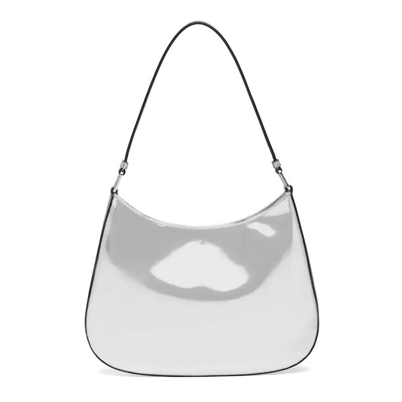 Prada 1BC499 Brushed Leather Cleo Bag Silver