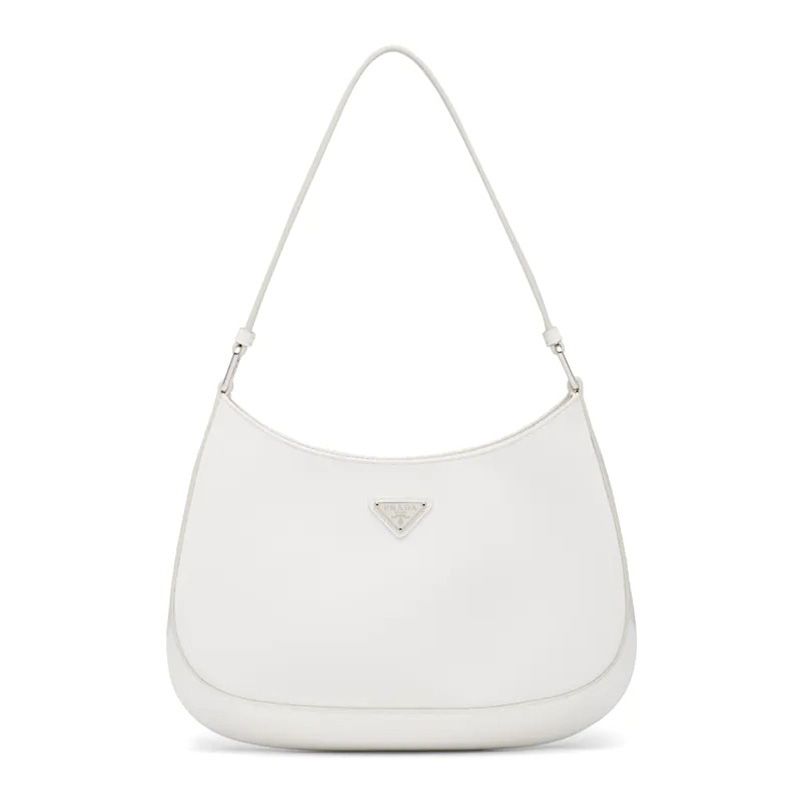 Prada 1BC499 Brushed Leather Cleo Bag White