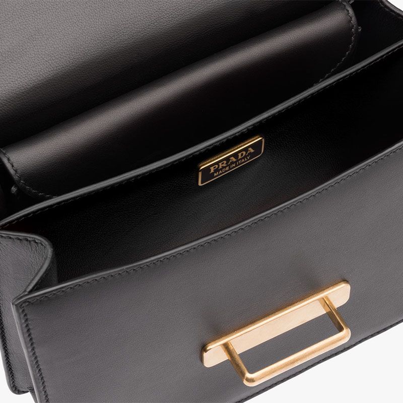 Prada 1BD045 Calf Leather Cahier Bag In Black