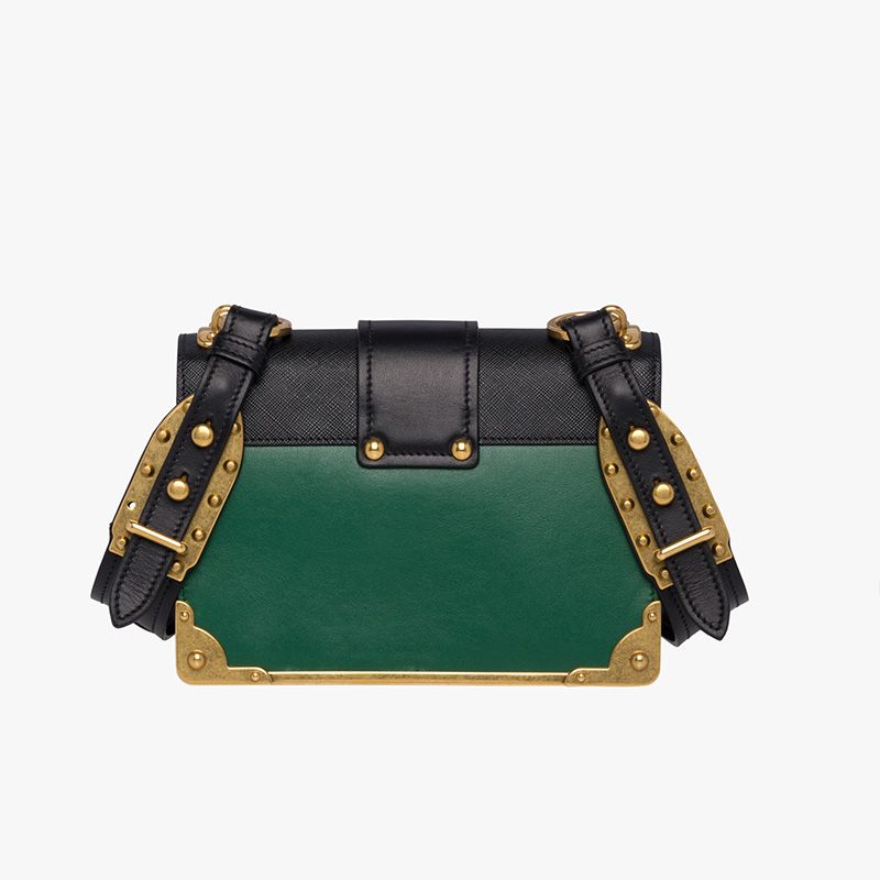 Prada 1BD045 Calf Leather Cahier Bag In Green