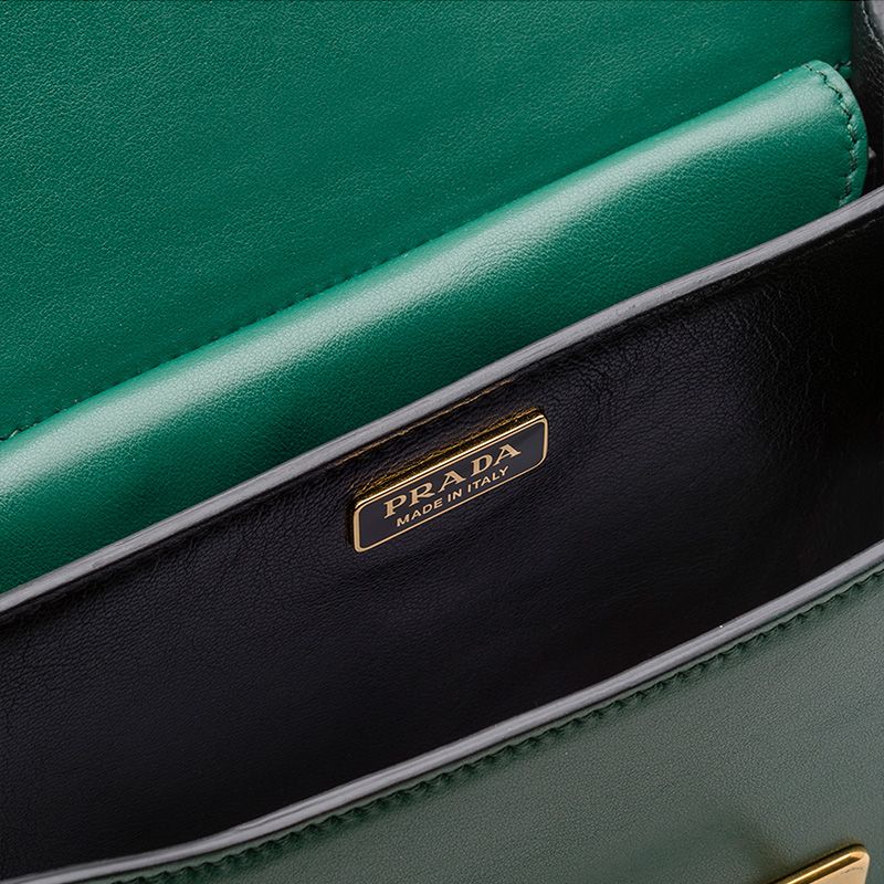 Prada 1BD045 Calf Leather Cahier Bag In Green