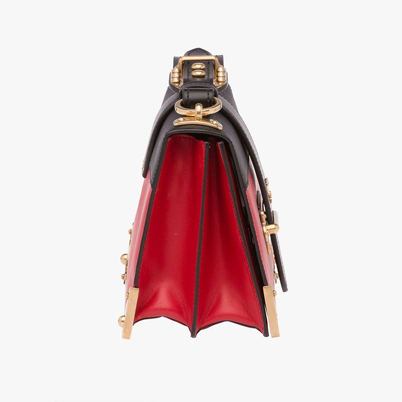 Prada 1BD045 Calf Leather Cahier Bag In Red