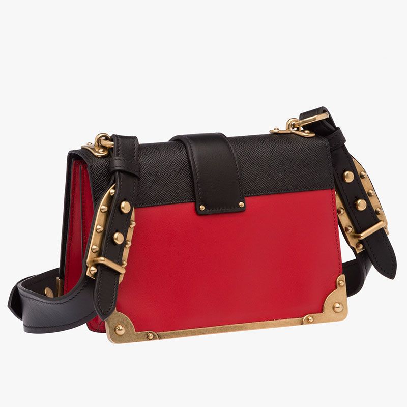 Prada 1BD045 Calf Leather Cahier Bag In Red