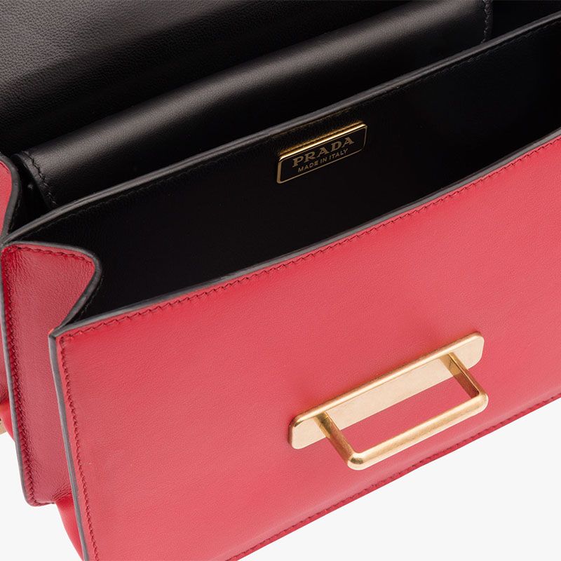 Prada 1BD045 Calf Leather Cahier Bag In Red