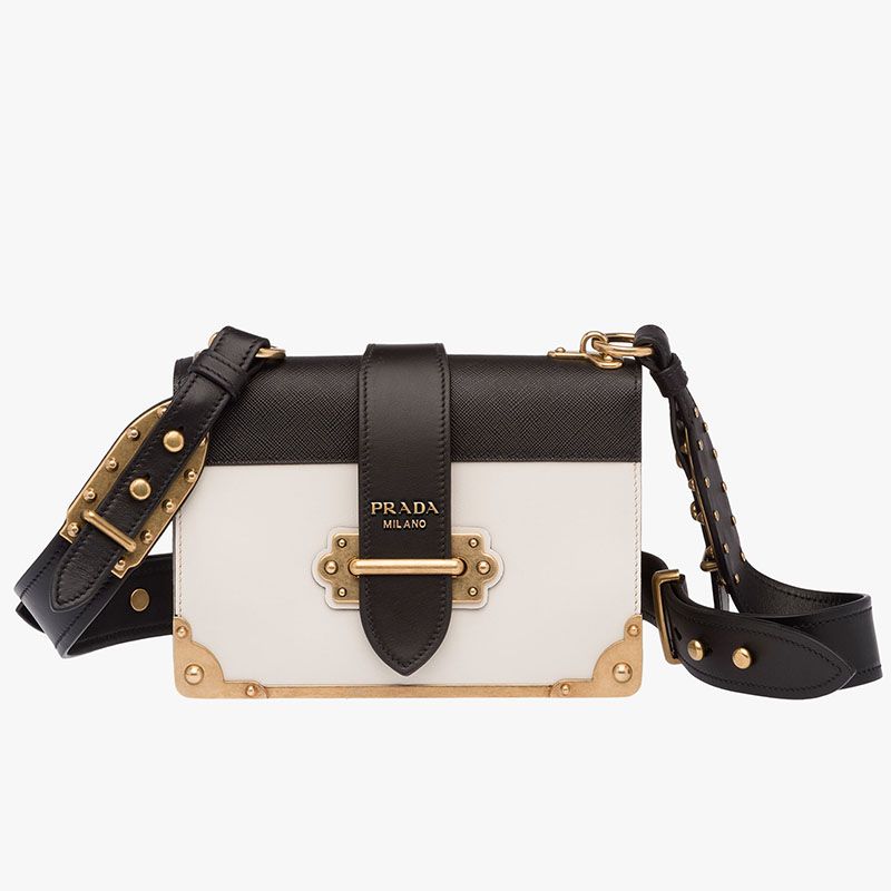 Prada 1BD045 Calf Leather Cahier Bag In White