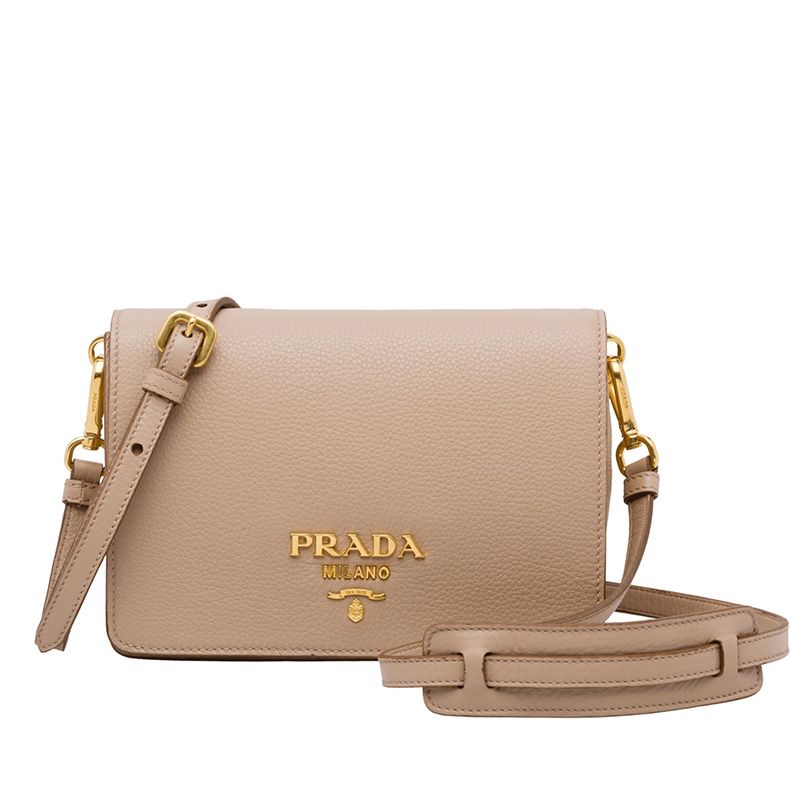 Prada 1BD102 Calf Leather Shoulder Bag In Apricot