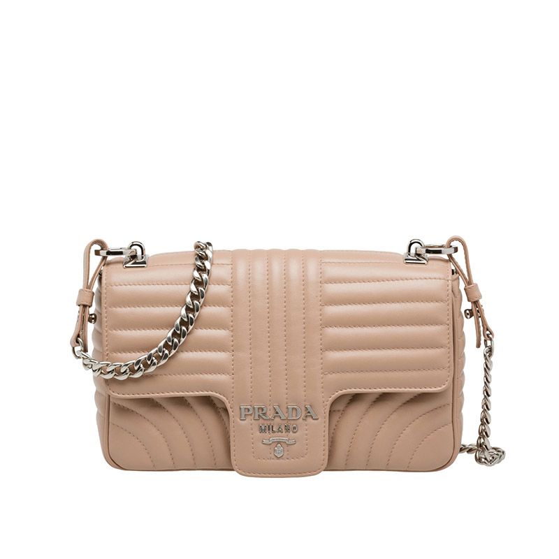 Prada 1BD108 Calf Leather Diagramme Bag In Apricot