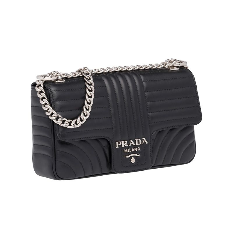 Prada 1BD108 Calf Leather Diagramme Bag In Black