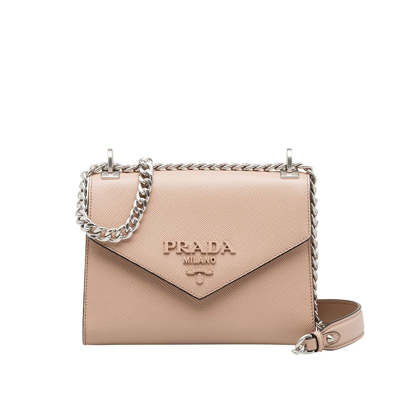 Prada 1BD127 Saffiano Leather Monochrome Bag In Apricot