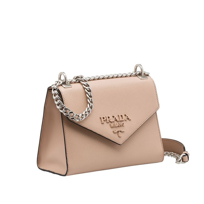 Prada 1BD127 Saffiano Leather Monochrome Bag In Apricot