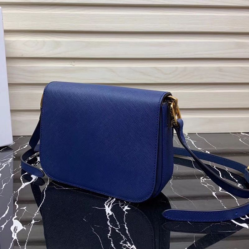 Prada 1BD217 Saffiano Leather Embleme Bag In Blue