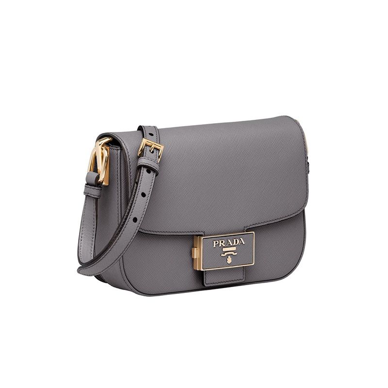 Prada 1BD217 Saffiano Leather Embleme Bag In Grey