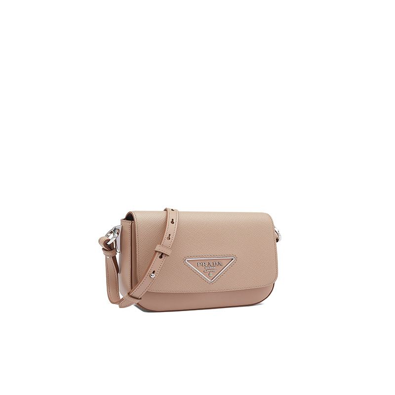 Prada 1BD249 Saffiano Leather Prada Identity Shoulder Bag In Apricot