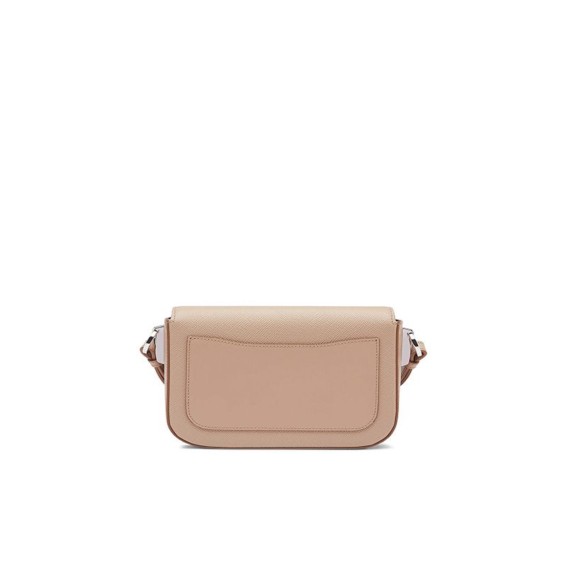 Prada 1BD249 Saffiano Leather Prada Identity Shoulder Bag In Apricot