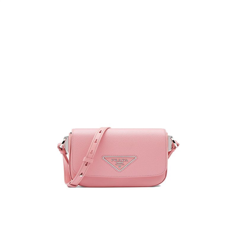 Prada 1BD249 Saffiano Leather Prada Identity Shoulder Bag In Pink