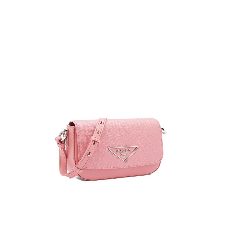 Prada 1BD249 Saffiano Leather Prada Identity Shoulder Bag In Pink