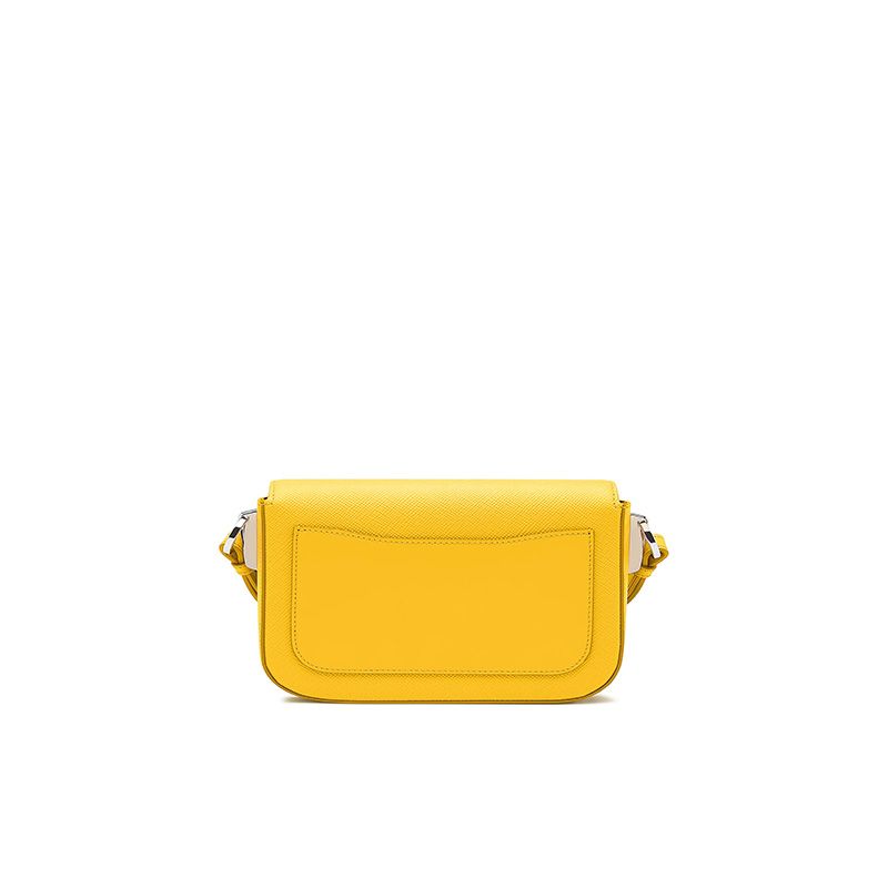 Prada 1BD249 Saffiano Leather Prada Identity Shoulder Bag In Yellow