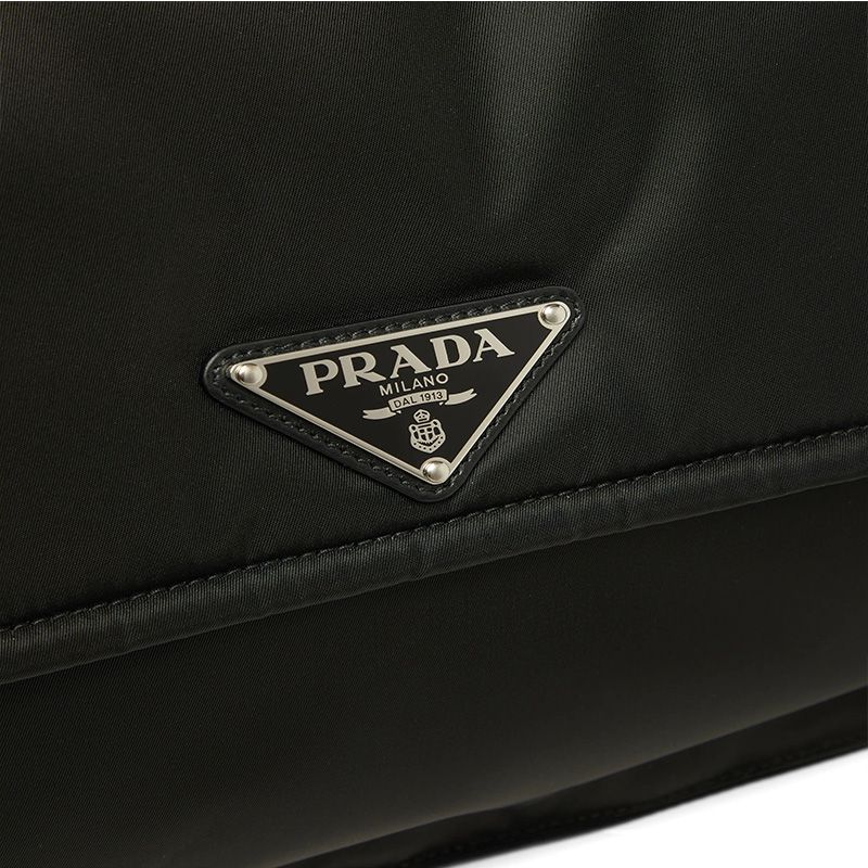 Prada 1BD255 Medium Padded Nylon Shoulder Bag In Black