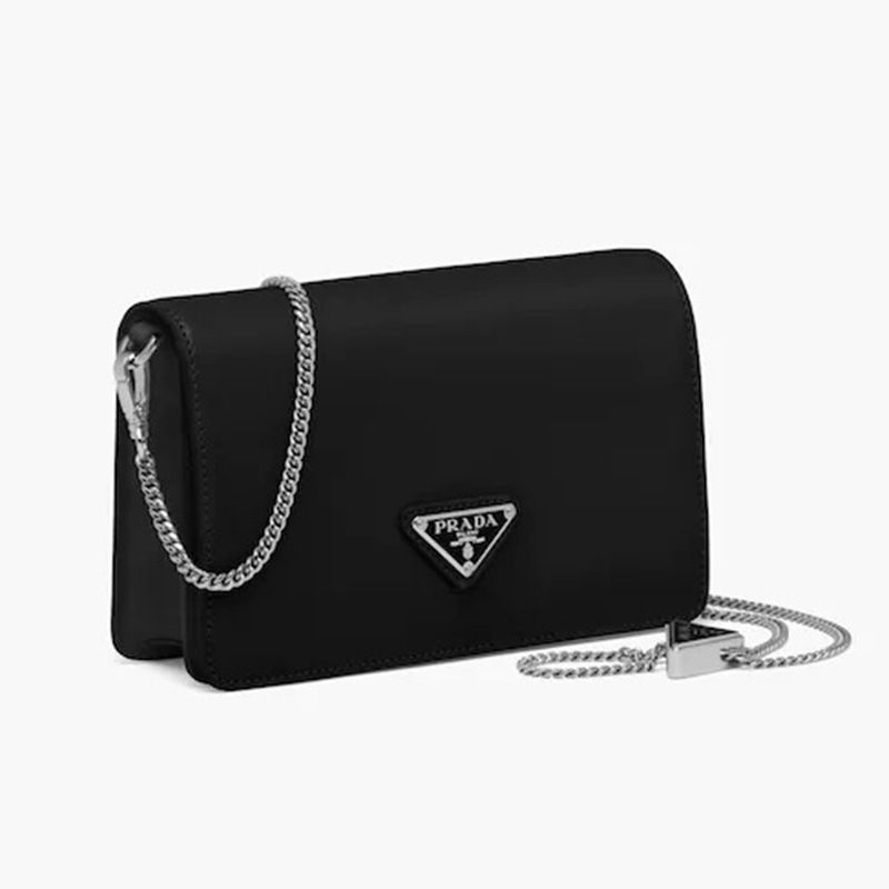 Prada 1BD307 Brushed Leather Shoulder Bag In Black