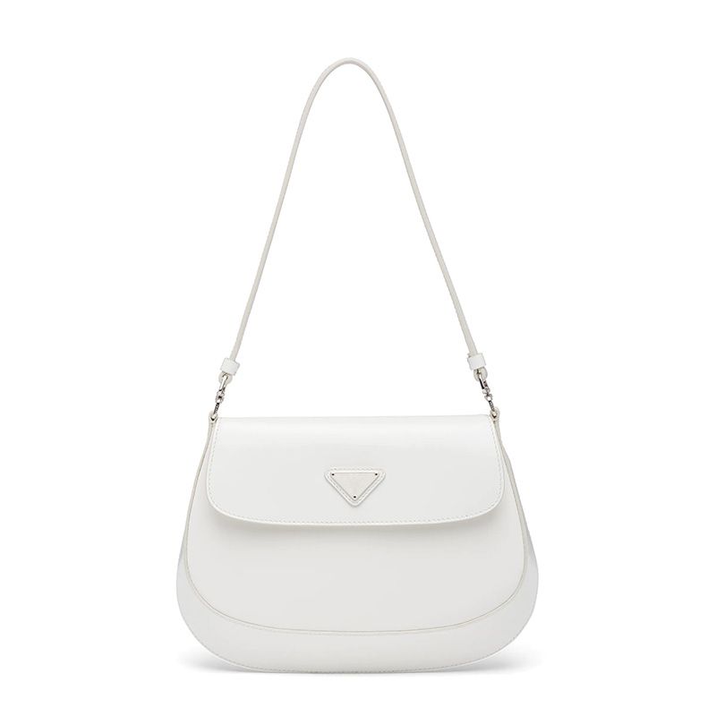 Prada 1BD311 Brushed Leather Cleo Bag In White