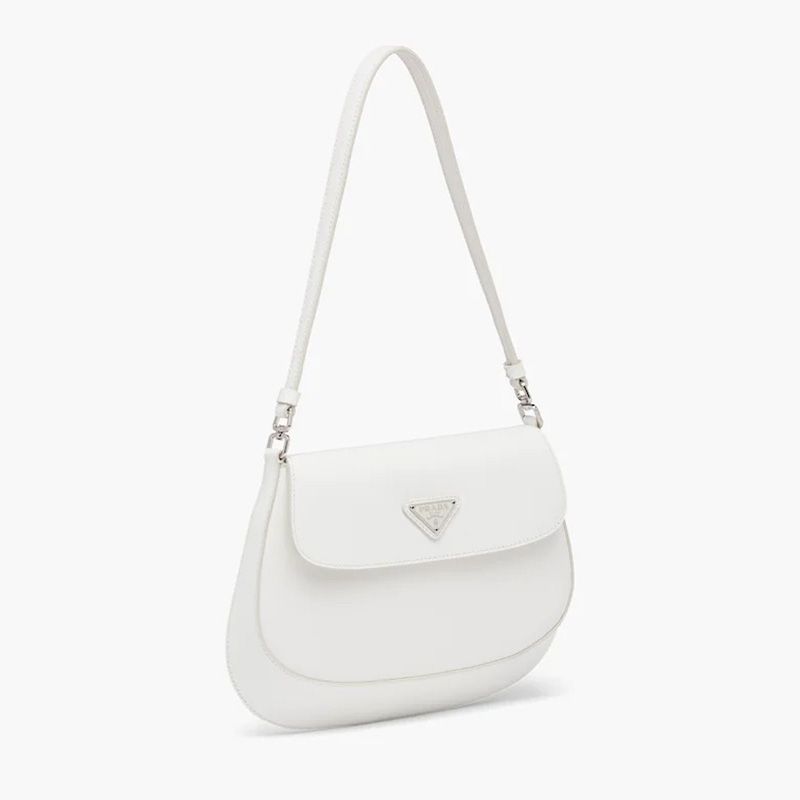 Prada 1BD311 Full Leather Cleo Bag In White