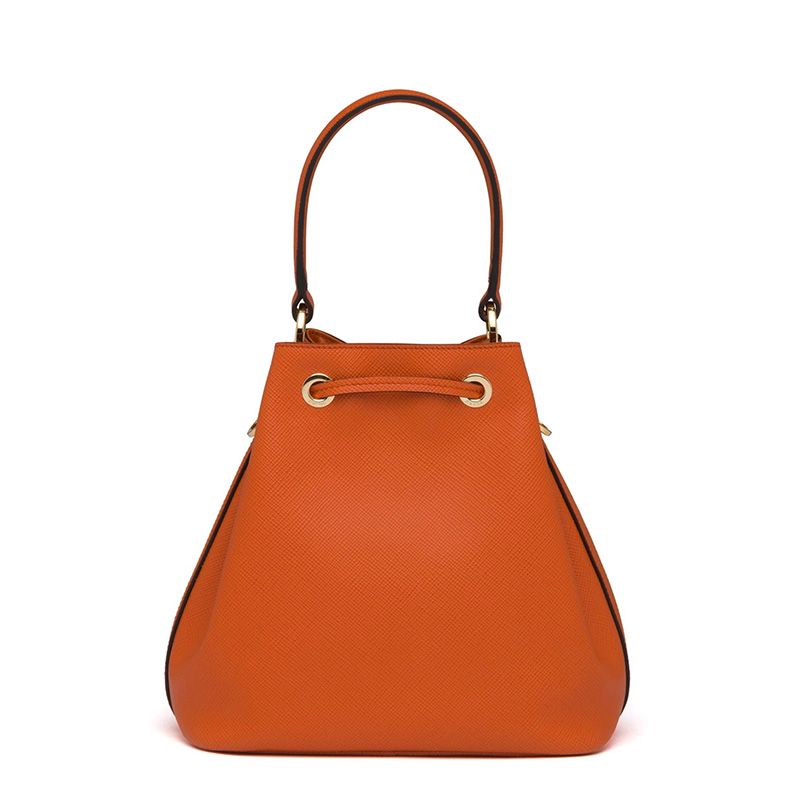 Prada 1BE032 Saffiano Leather Bucket Bag In Orange